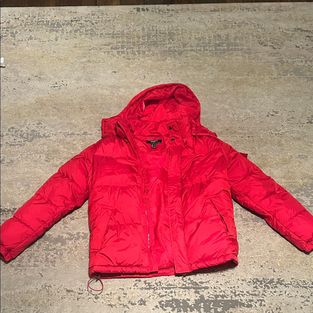 Forever 21 Bright Red Puffer Jacket
